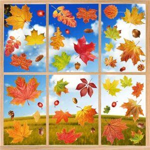 Fall Window Clings 6 Sheet Autumn Window Clings for Glass Autumn Window Stickers
